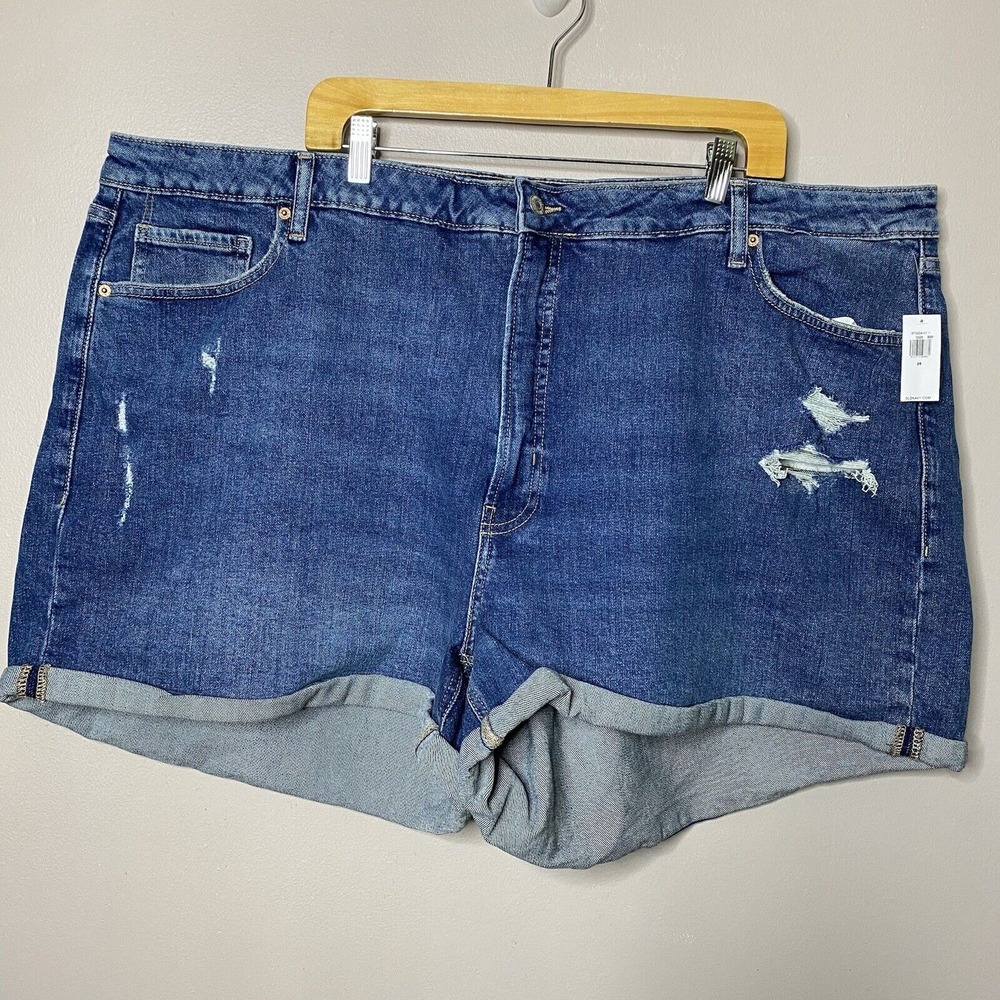 Old Navy Women's High-Rise O.G. Straight Distressed Denim Shorts Plus Size 28